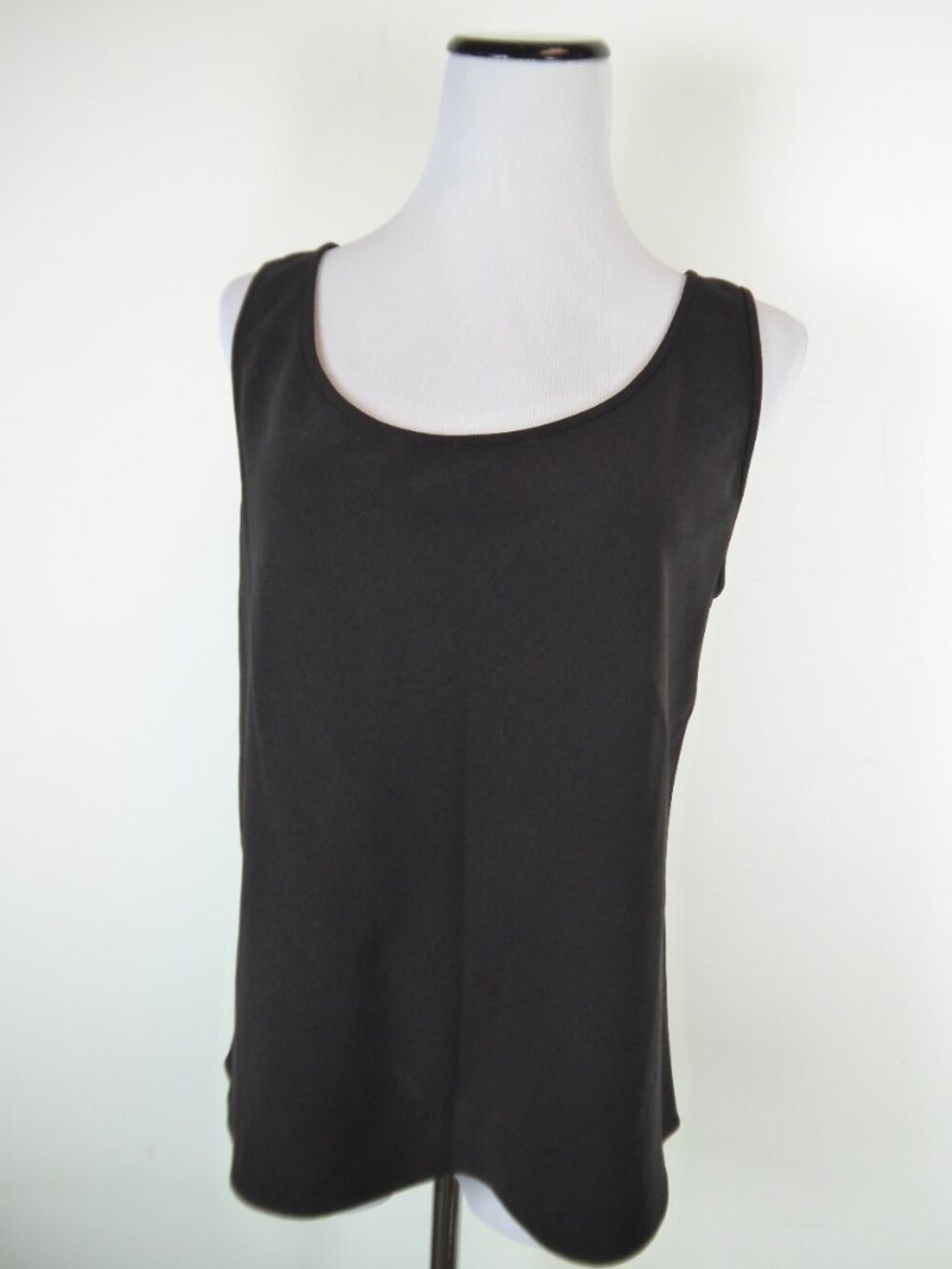 PETER COHEN dark brown off black WOOL crepe stretch sleeveless top L